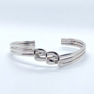 Vtg Taxco 925 Sterling Silver Abstract Wavy Cuff Bracelet 5.5” + 1” / 20.2g